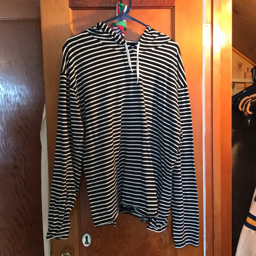 American apparel lightweight hoodie L black white